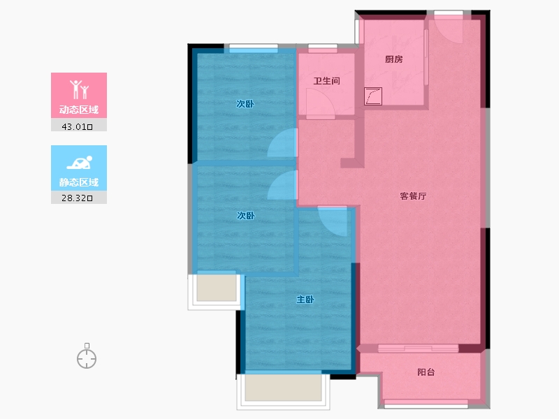 河南省-郑州市-绿博福苑-69.81-户型库-动静分区