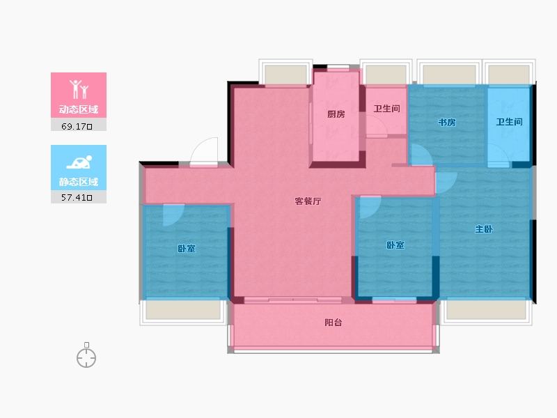 江苏省-宿迁市-碧桂园凤凰湾·泗阳-114.40-户型库-动静分区