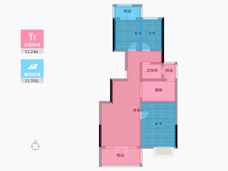 河北省-承德市-中冶兴隆新城·红石郡-73.62-户型库-动静分区