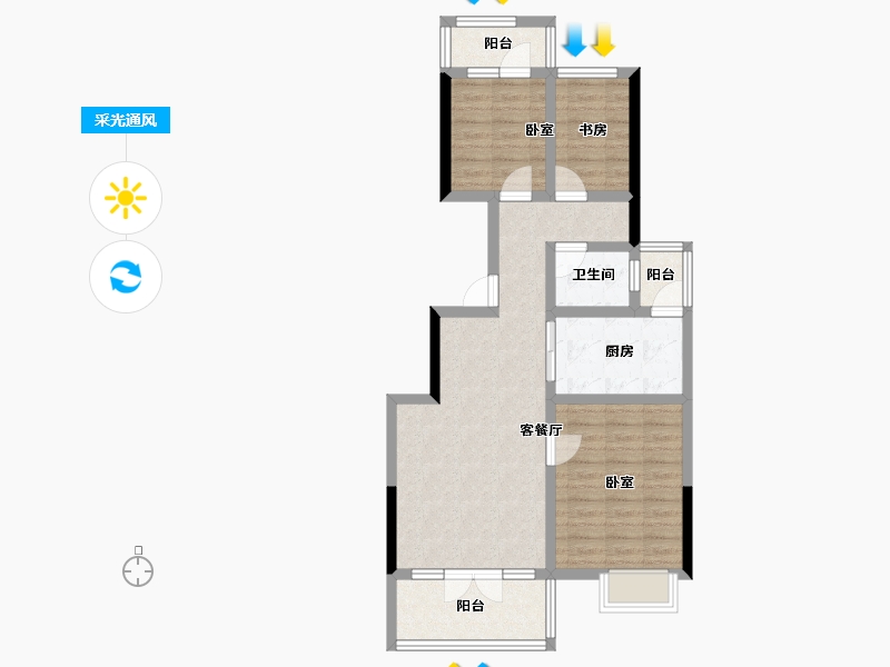 河北省-承德市-中冶兴隆新城·红石郡-73.62-户型库-采光通风