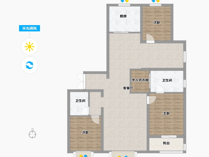 山西省-太原市-阳光·汾河湾D区-118.38-户型库-采光通风