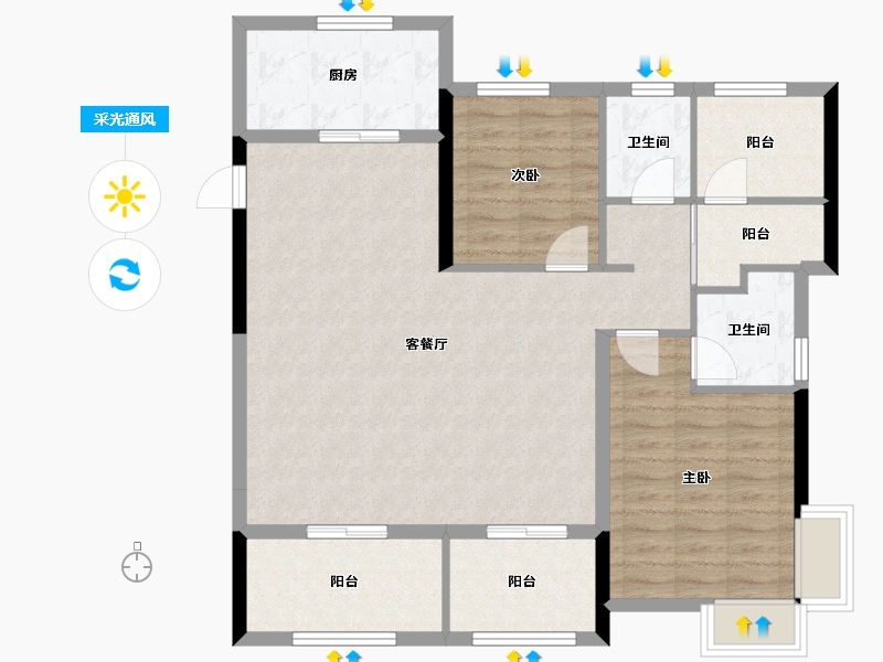 浙江省-嘉兴市-海伦堡氿月湾-99.93-户型库-采光通风