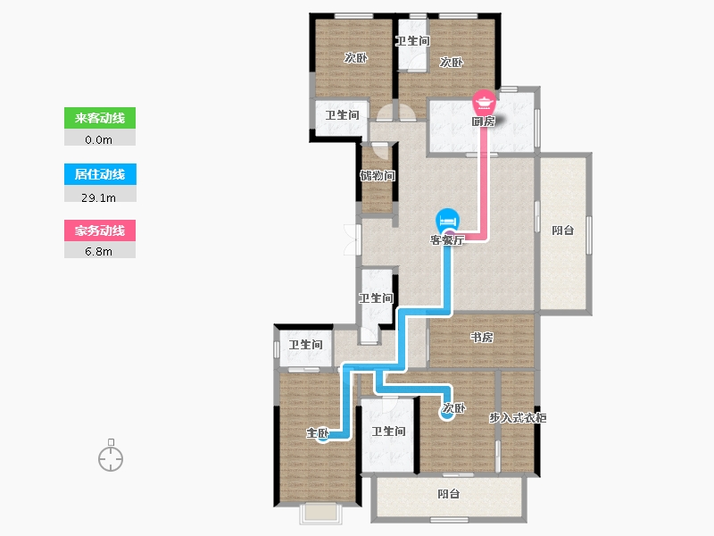 浙江省-杭州市-海潮望月城-230.68-户型库-动静线