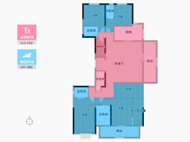 浙江省-杭州市-海潮望月城-230.68-户型库-动静分区