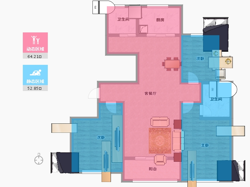 山东省-淄博市-中房四季城-103.83-户型库-动静分区