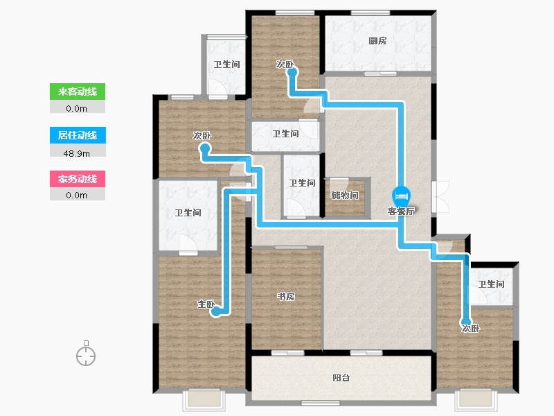 浙江省-杭州市-海潮望月城-222.36-户型库-动静线