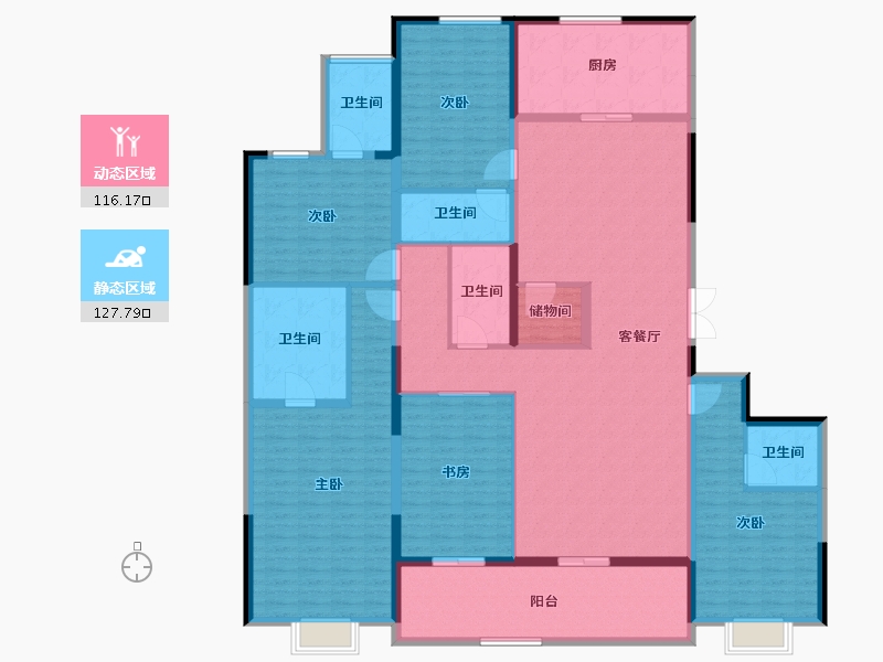 浙江省-杭州市-海潮望月城-222.36-户型库-动静分区