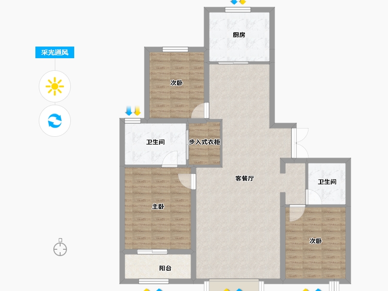 山西省-太原市-阳光·汾河湾D区-104.48-户型库-采光通风