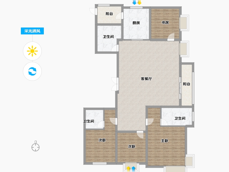 山西省-太原市-怡佳·天一城-157.60-户型库-采光通风