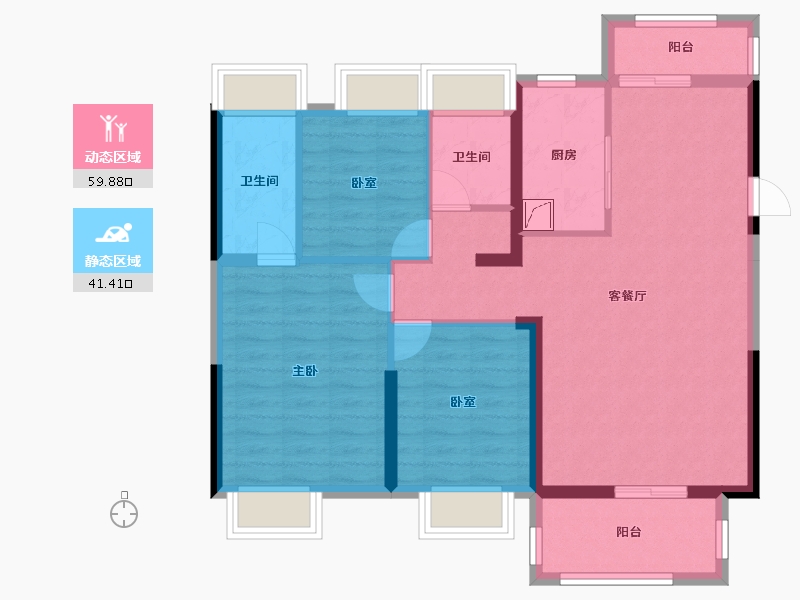 湖南省-株洲市-碧桂园醴陵府-100.00-户型库-动静分区