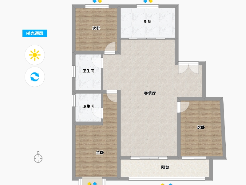 河北省-石家庄市-九福熙悦府-107.13-户型库-采光通风