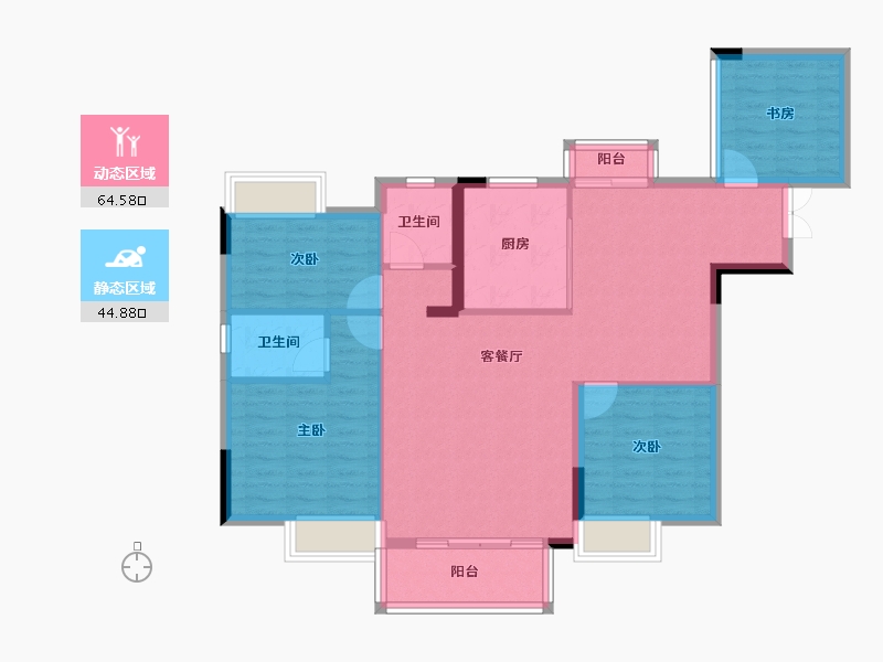 四川省-泸州市-蔺郎锦绣山水印象-98.99-户型库-动静分区