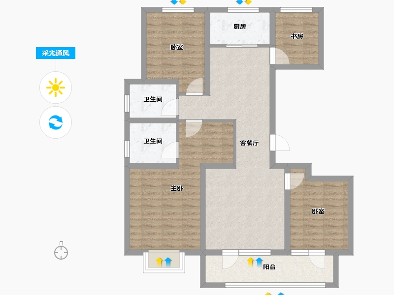 河北省-唐山市-禹洲嘉誉瀞湖-93.72-户型库-采光通风