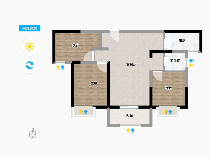 河南省-新乡市-润华翡翠山-72.00-户型库-采光通风