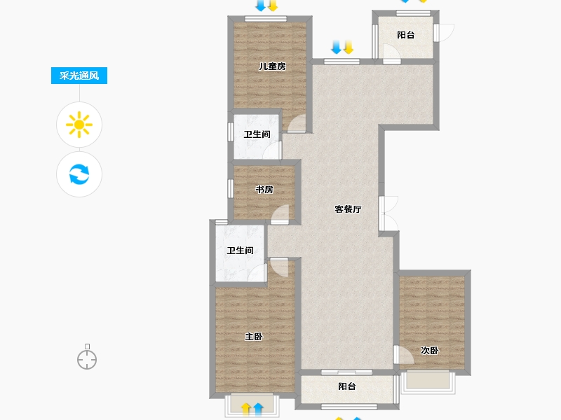 山西省-太原市-怡佳·天一城-124.73-户型库-采光通风