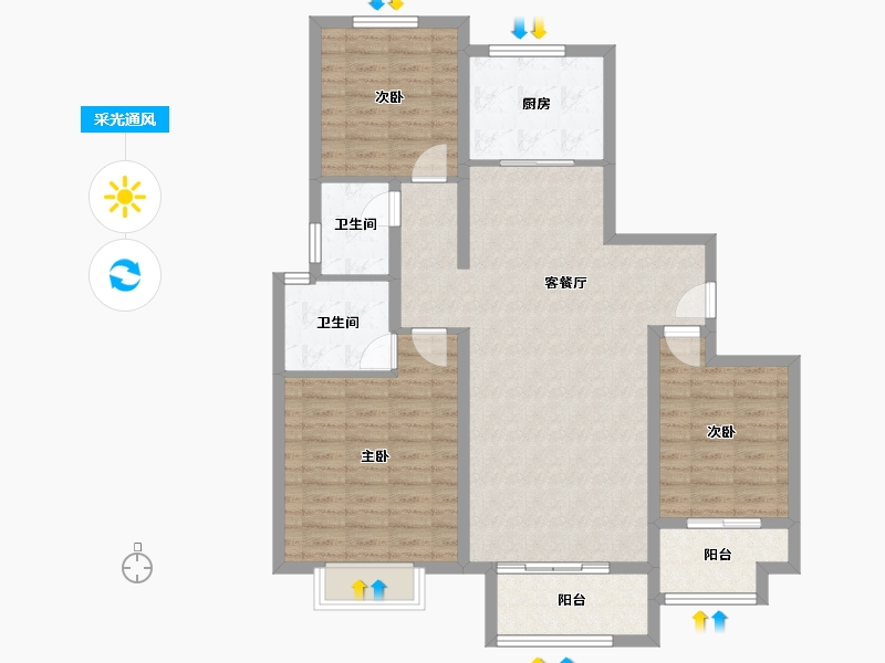 河北省-石家庄市-九福熙悦府-105.87-户型库-采光通风