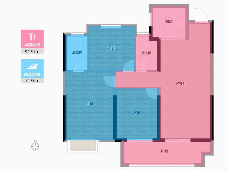 江苏省-扬州市-合景领峰-85.49-户型库-动静分区