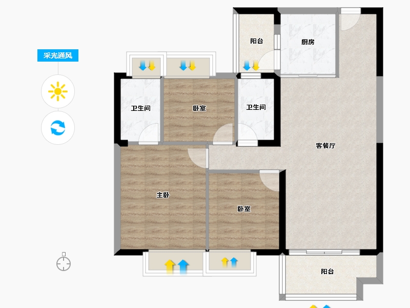 湖南省-郴州市-临武碧桂园-85.94-户型库-采光通风