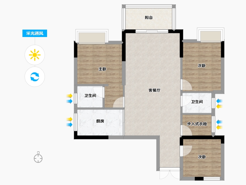 四川省-泸州市-蔺郎锦绣山水印象-85.62-户型库-采光通风