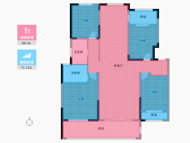 辽宁省-盘锦市-蓝色康桥N区·天玺城-143.58-户型库-动静分区