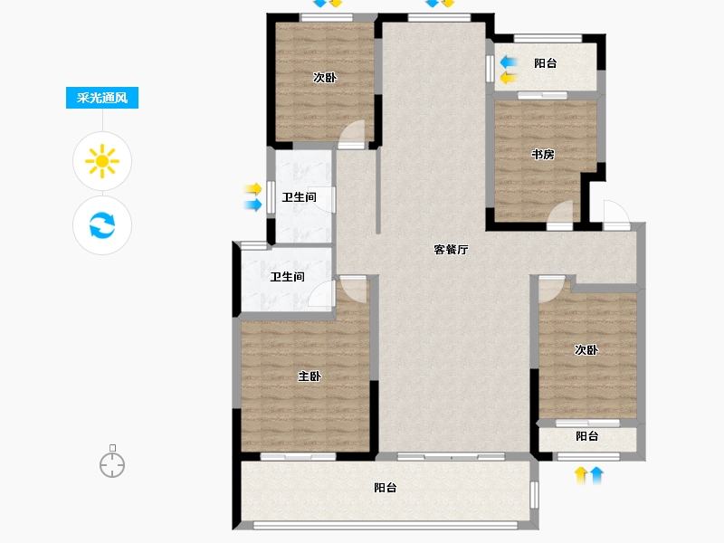 辽宁省-盘锦市-蓝色康桥N区·天玺城-143.58-户型库-采光通风