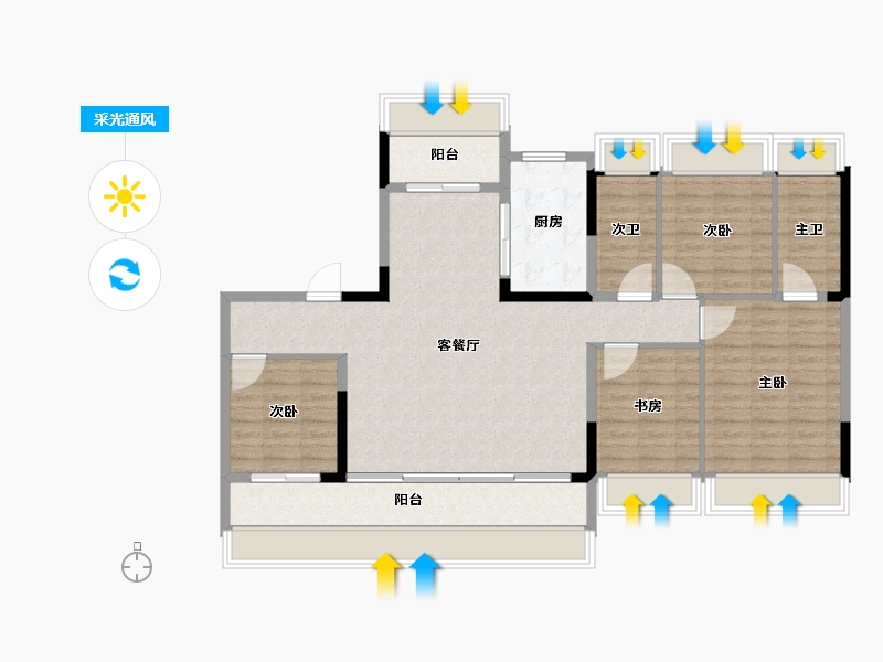 湖南省-郴州市-汝城碧桂园-118.48-户型库-采光通风