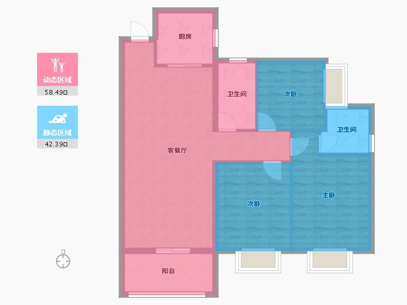 湖北省-孝感市-中仁御景-91.24-户型库-动静分区