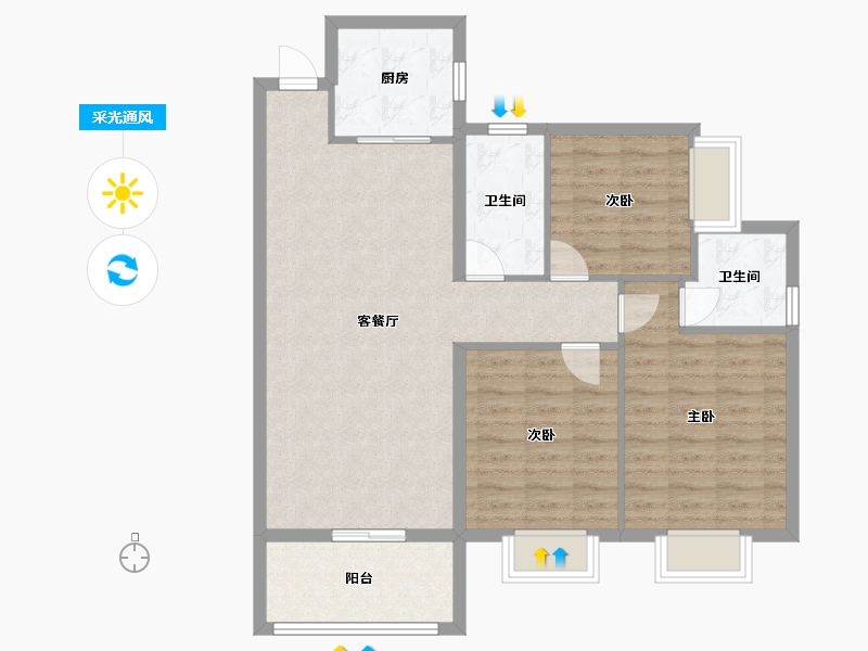 湖北省-孝感市-中仁御景-91.24-户型库-采光通风