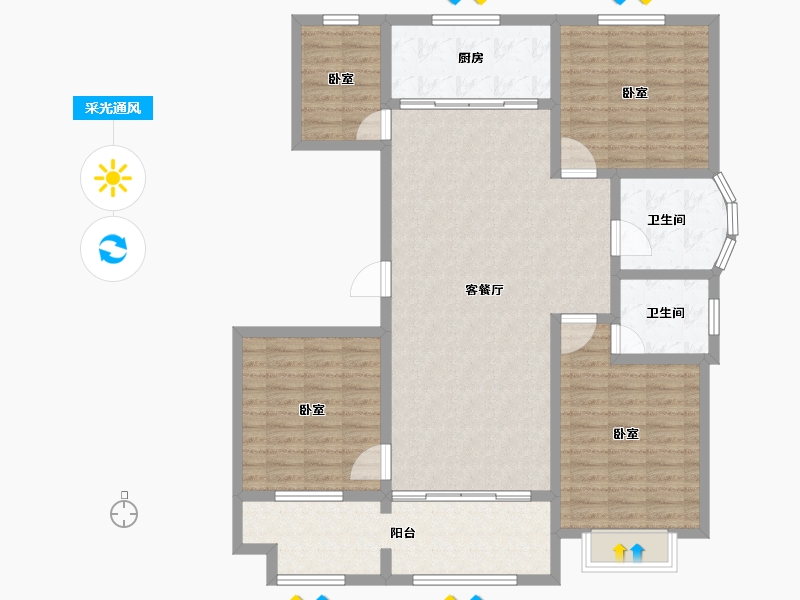 山东省-聊城市-利元馨城-127.14-户型库-采光通风