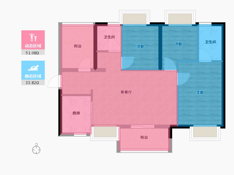 广东省-广州市-保利珑悦-76.00-户型库-动静分区