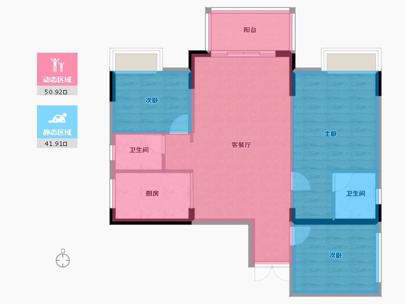 四川省-泸州市-蔺郎锦绣山水印象-83.95-户型库-动静分区