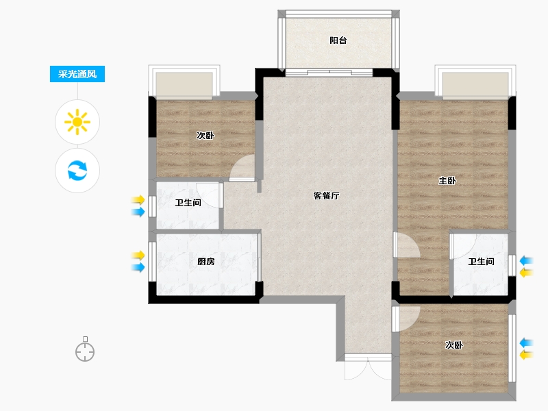 四川省-泸州市-蔺郎锦绣山水印象-83.95-户型库-采光通风