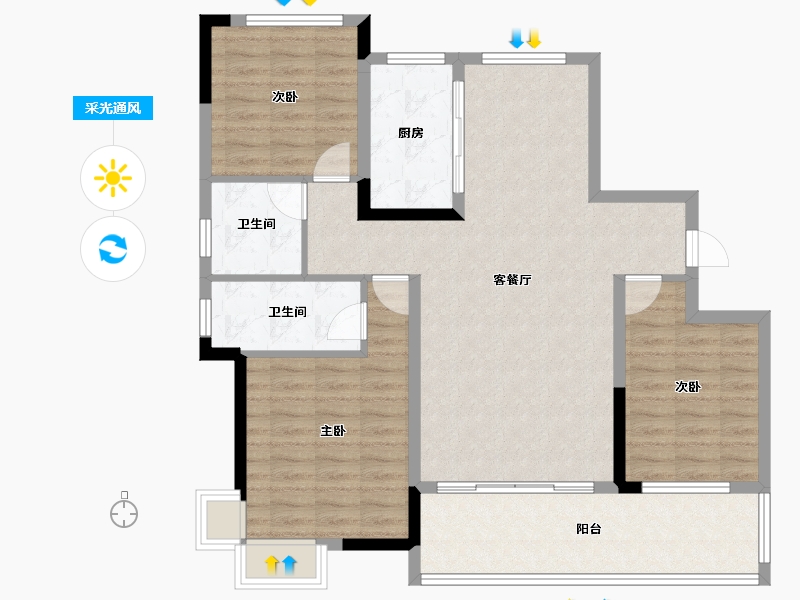 江西省-上饶市-东投·状元府-103.66-户型库-采光通风