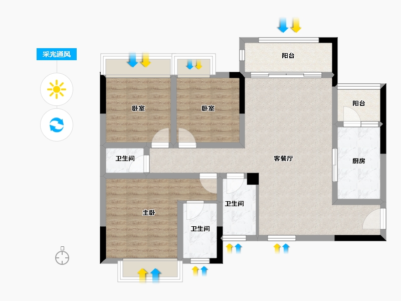 四川省-泸州市-久力丹城领秀-92.06-户型库-采光通风