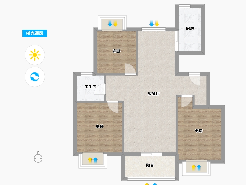 江苏省-扬州市-邗建和瑞苑-75.00-户型库-采光通风