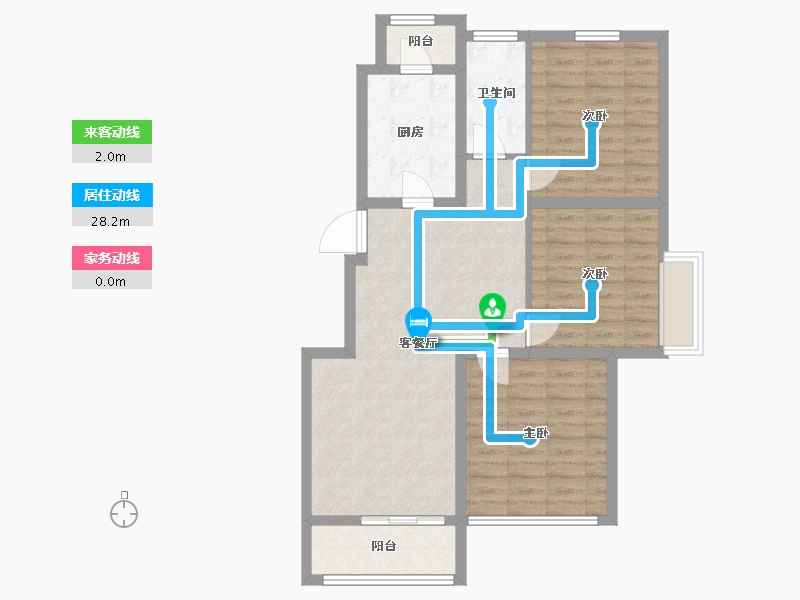 江苏省-扬州市-邗建和瑞苑-84.86-户型库-动静线