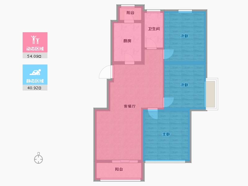 江苏省-扬州市-邗建和瑞苑-84.86-户型库-动静分区