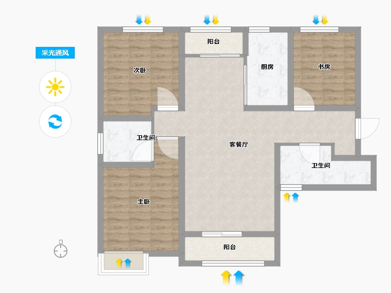 山西省-朔州市-京城港-94.01-户型库-采光通风