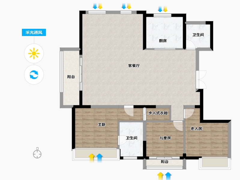 山东省-德州市-红烨一品-123.96-户型库-采光通风