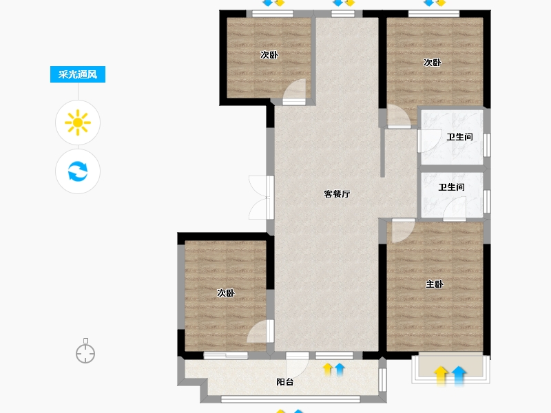 河北省-唐山市-中建城-115.00-户型库-采光通风