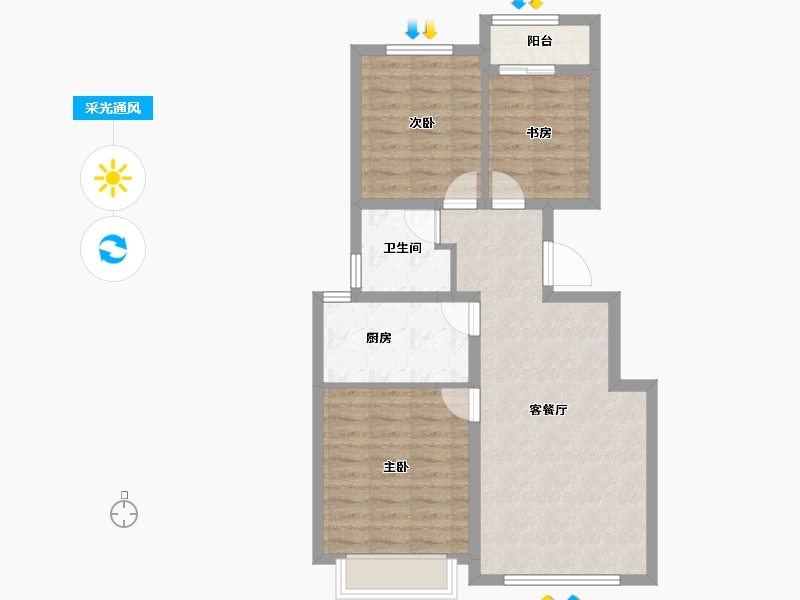 河北省-石家庄市-华润置地·万橡府-72.92-户型库-采光通风