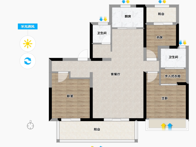 河南省-新乡市-朗宸延州府-99.60-户型库-采光通风