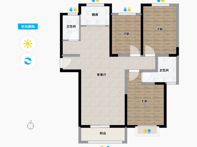 河南省-新乡市-润华翡翠山-116.00-户型库-采光通风