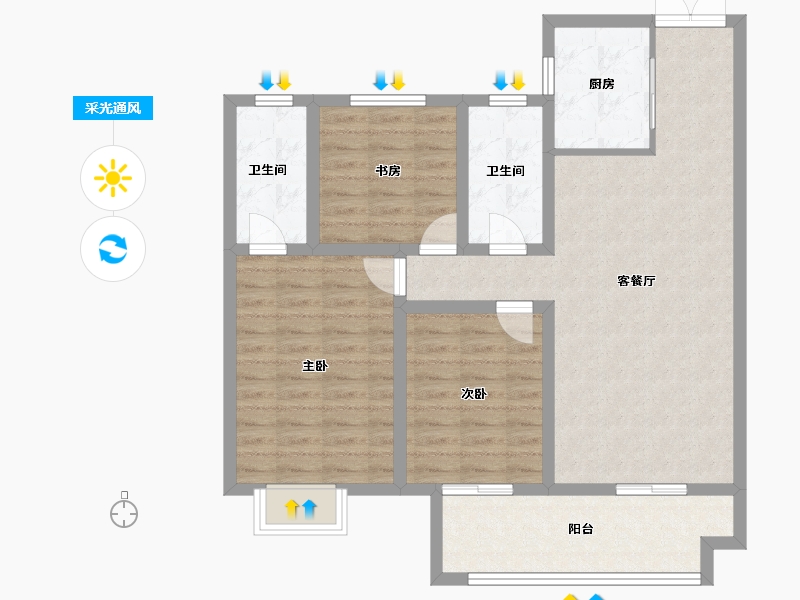 江苏省-扬州市-吾悦虎踞龙蟠-92.00-户型库-采光通风