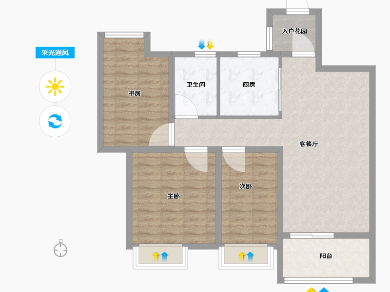 江西省-新余市-御天城·蟠龙居南区·B-87.01-户型库-采光通风