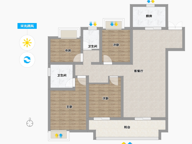 江苏省-扬州市-吾悦虎踞龙蟠-112.00-户型库-采光通风