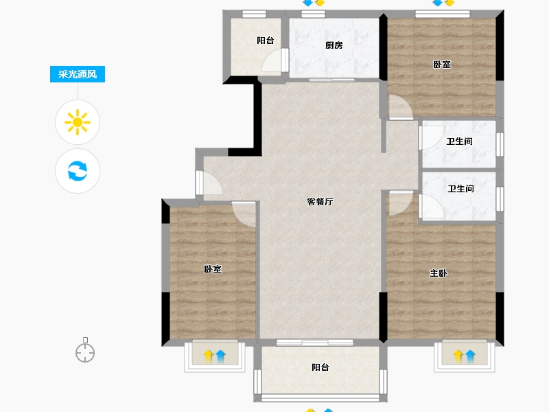 福建省-南平市-建瓯碧桂园-100.77-户型库-采光通风