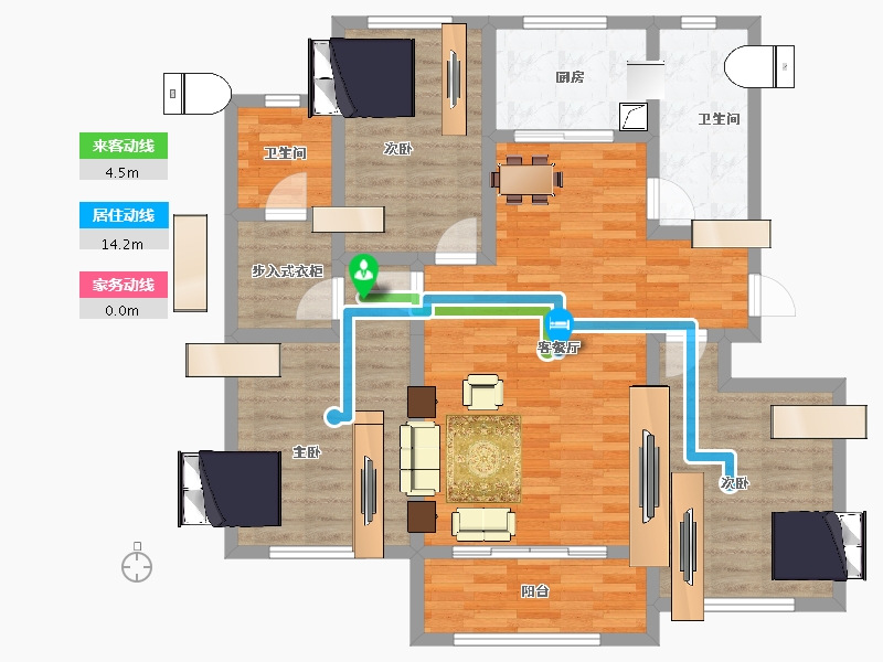 山东省-淄博市-中房四季城-99.42-户型库-动静线