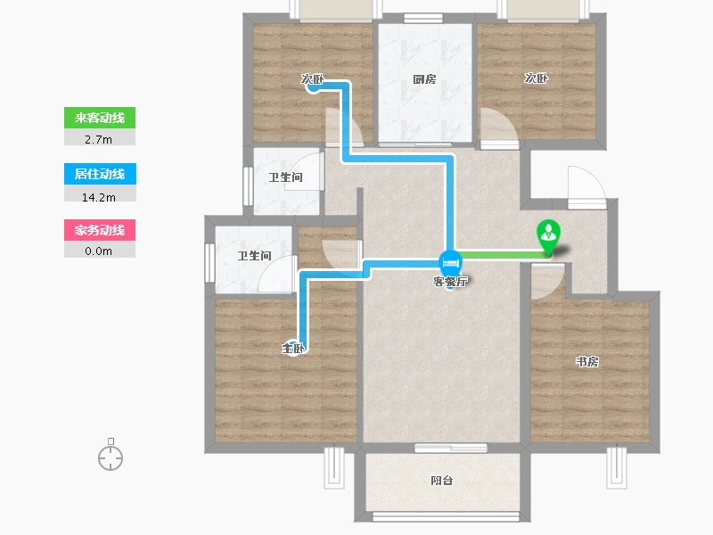 江苏省-扬州市-邗建和瑞苑-90.00-户型库-动静线