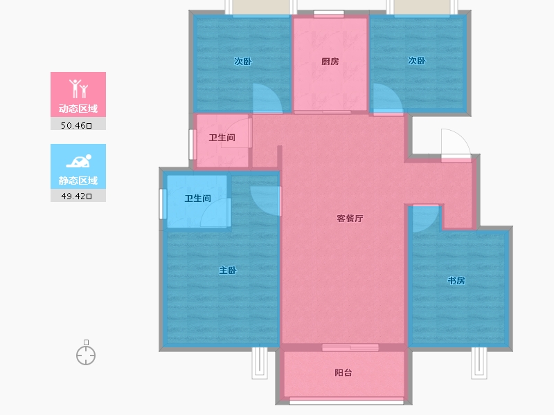 江苏省-扬州市-邗建和瑞苑-90.00-户型库-动静分区